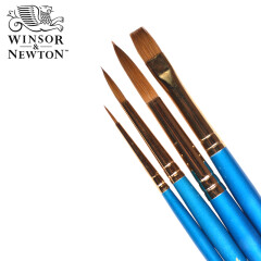 温莎牛顿（WINSOR&NEWTON） 混合貂毛圆头水彩笔 画家专用水彩画笔水粉画笔套装 4支画笔组合