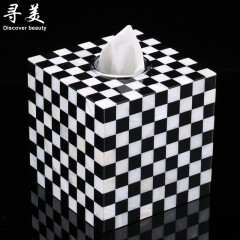寻美欧式纸巾盒创意正方形卷纸筒纸巾筒纸巾抽抽纸盒包邮家用黑色白色贝壳