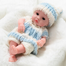 仿真娃娃毛绒玩具婴儿女孩全软胶洋娃娃逼真睡眠会说话唱歌的重生假娃娃公仔玩偶 275-6睁眼 蓝毛绒（男娃） 248声版