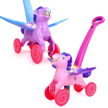 抖音同款泡泡机儿童手推车电动泡泡机自动声光音乐吹泡泡水枪宝宝户外玩具 粉色小马（充电套装+10包泡泡液）