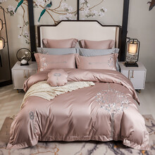 LEELAND礼澜家纺 高端新中式100支长绒棉刺绣床上用品四件套纯棉床品套件 东方玉色 1.8-2.0米床/220*240cm