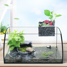 绿伴 乌龟缸玻璃别墅龟池小乌龟鳄龟巴西龟缸养龟养乌龟的专用缸带晒台 32cm小号套餐三