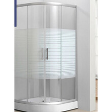 简易弧扇形条纹白玻璃淋浴房带底盆整体钢化玻璃移门式隔断浴室 80*80光盆 不含蒸汽