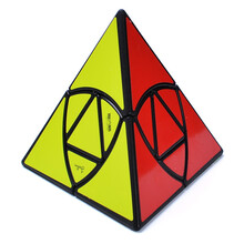 奇艺金棕魔方 金字塔粽子合体魔方 附教程 创意异形魔方 益智玩具 贴纸版黑色
