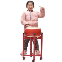 牛皮鼓大鼓舞蹈节奏鼓龙鼓中国红成人儿童演出盘鼓实木扁鼓堂鼓乐 8寸牛皮红鼓+鼓棒+鼓架