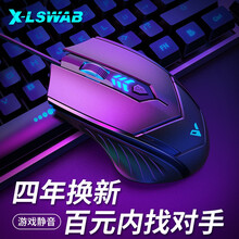 炫光鼠标有线静音男生大USB外设家用办公笔记本台式电脑绝地求生吃鸡宏cf游戏专用电竞机械lol v8有线鼠标（4键静音） 标配