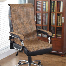 转椅凉垫夏天凉席坐垫靠垫一体夏季办公室电脑椅子透气竹座垫老板垫屁股垫顾致 藤面格款连体坐垫 窄边 50*130CM 送扶手垫