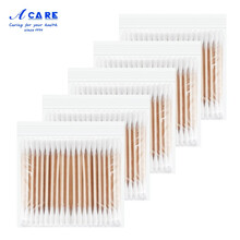 阿嚓热 棉签双头尖细头棉花棒化妆掏耳朵清洁棉棒便携盒装 袋装木轴100支x5包