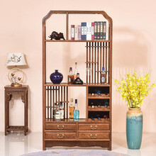 艺铭天下红木家具非洲鸡翅木（学名：非洲崖豆木）酒柜实木新中式客厅隔断柜边柜书橱陈列柜层架置物架展示架 单个：长98*宽32*高198cm
