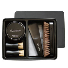鞋油皮鞋油套装皮鞋护理擦鞋油套装黑色无色皮鞋刷子套装鞋拔子擦皮鞋套装刷皮鞋工具套装 铁盒礼盒装