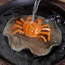 汉唐（hantang）紫砂茶宠摆件感温遇水变色荷叶螃蟹手工茶玩可养茶具茶盘配件茶宠变色 荷叶变色螃蟹