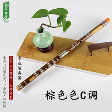 竹林丰 笛子精品横笛专业演奏考级苦竹笛初学者入门学生成人零基础民族乐器 棕色C调白铜双插款+全套配件+教学资料