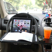 迪加伦 第三代AG商务车载电脑桌子 汽车用折叠小桌板笔记本 IPAD支架餐桌带抽屉承重10公斤 黑色