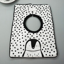 婴儿口水巾 宝宝方形围嘴 柔软棉卡通1大尺寸2吃饭围兜3岁按扣 企鹅