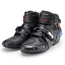 PRO-BIKER摩托车赛车鞋 骑行装备越野赛车短靴 超纤皮革防水防摔防护靴子通用 黑色40码【防摔耐磨】四季通用