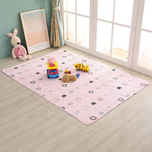 DeceStar 儿童帐篷地垫全棉防潮加厚环保宝宝爬爬垫儿童圆形地毯游戏卡通地垫 粉色小猫1x1.3米