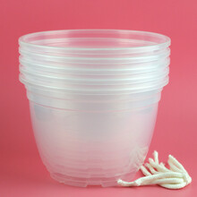 绿之梢 【顺丰发货】绿萝花盆塑料透明自动吸水懒人储水盆套接水培免浇水养蓄水底座厚挂钩 透明储水盆5个 18CM