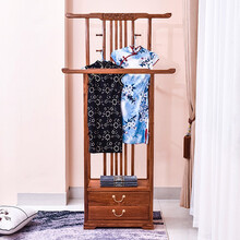 九合铭苑红木家具非洲花梨（学名：刺猬紫檀）卧室实木衣帽架中式挂衣架仿古室内木衣架子带抽屉置物架O 衣帽架：长96*宽32*高190cm