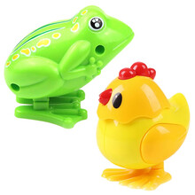 儿童发条上链玩具 1-3岁婴儿宝宝爬行练习卡通可爱动物青蛙会跑的怀旧弹跳夜市地摊益智生日礼物 青蛙+小鸡 颜色随机