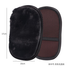 jron锦荣皮具护理绒毛手套鞋擦质地柔软上鞋油不伤皮面抛光清洁除尘手套抛光手套擦亮手套擦油手套 新中号黑色绒毛手套