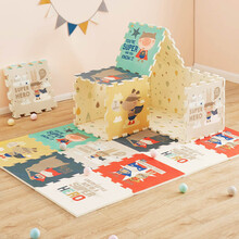 babygo宝宝爬行垫 婴幼儿童爬爬垫拼接加厚PE泡沫防滑地垫56*56*2cm6片装 超人总动员(送边条)--可大小互拼