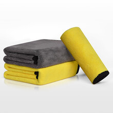 净珠 洗车毛巾汽车摩托车加厚擦车布吸水毛巾双层双色超细纤维珊瑚绒汽车用品 加厚三条装