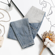 孕妇牛仔裤子宽松九分直筒裤秋季老爹裤潮妈夏季外穿薄款时尚春装 牛仔蓝 XXL