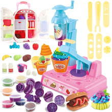 儿童冰激凌机玩具 橡皮泥彩泥超轻粘土套装 环保diy手工制作雪糕机冰淇淋机 女孩玩具玩具礼物 冰淇淋雪糕机+8彩泥+工具+拉杆冰箱