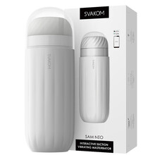 SVAKOM 司沃康 飞机杯男用自慰器全自动吮吸伸缩蓝牙app互动发声震动加热夹吸男性用倒模成人用品 APP互动发声-萨姆白色