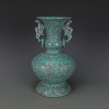 【芠拉】乾隆炉钧釉双耳瓶 古董古玩景德镇仿古做旧瓷器收藏品摆件