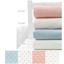 40S纯棉精梳宝宝布料全棉针织布婴儿棉布可贴身百搭经典小格子小点点 兰底白点