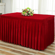 定制加厚会议金丝绒桌布桌裙办公签到台绒布抽奖地推摊冷餐饮桌套 酒红色丝绒 定制尺寸不支持退换