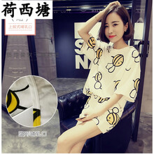 夏季月子服孕妇睡衣产后喂奶衣产妇怀孕哺乳期薄款夏天家居服 短袖 XXL【140-150斤】