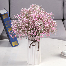 永生花满天星干花花束带花瓶风干真花家居客厅办公室装饰摆件勿忘我节日送朋友礼物 粉色满天星带花瓶