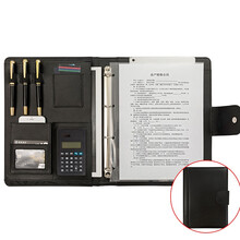 法拉蒙 A4商务多功能经理夹带计算器大耳朵文件夹4s店汽车房产销售夹销讲夹定制logo 大耳朵款 | 黑色 | 8位计算器+15张资料袋