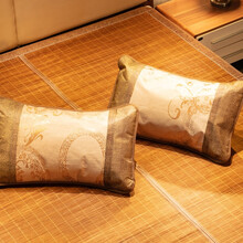 月语家纺 夏季夏天凉席枕套冰丝席面枕套枕芯套 枕头套 一对拍2件 金色提花冰丝枕套 48*74cm(单个)