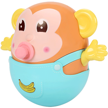 谷雨萌猴不倒翁不倒猴3-6-12个月幼儿宝宝女孩男孩早教安抚牙咬婴儿玩具 清爽蓝不倒猴