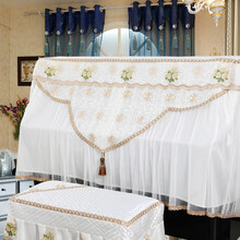 欧式蕾丝钢琴半罩防尘全包全罩简约现代田园珠江卡瓦依日式钢琴罩儿童女孩 花语 通用钢琴罩+双人凳罩