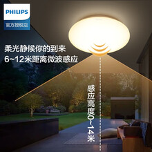 飞利浦感应吸顶灯led楼道家用过道楼梯灯微波遥感人体感应灯恒瑶 12W白光6500K