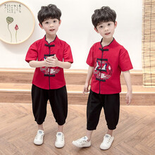 圆圆米米儿童古装连衣裙装汉服公主贵妃小女孩影楼六一表演写真舞蹈演出服男女童款 男生 90码适合80-85cm