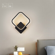 世尊 北欧led壁灯卧室床头灯现代简约入户门厅过道楼梯间墙壁灯客厅背景墙装饰灯 黑款方形【三色】