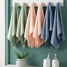 竹之锦 毛巾家纺 6条装竹纤维吸水大毛巾洗脸毛巾 粉*2/灰蓝*2/灰绿*2 95g/条 34×72cm