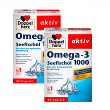 Doppelherz德国进口双心高浓缩深海鱼油omga-3 成年人中老年人鱼油 超市版 深海鱼油1000 80粒X2盒 德国直邮原装进口