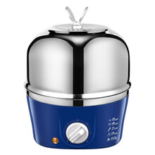 Meyou名友多功能煮蛋器304不锈钢蒸蛋器迷你电蒸锅单双层家用煮鸡蛋神器早餐炖蛋机器定时自动断电 极光蓝(单层)