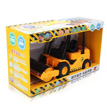 乐飞惯性玩具警车仿真车模型耐摔工程车音乐灯光故事挖掘机吊车挖土机婴幼儿童礼物 乐飞-音乐滚筒压路机5885