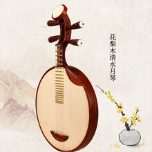 特质骨花红木月琴 民乐月琴京剧西皮二黄月琴演奏月琴乐器 红木清水月琴