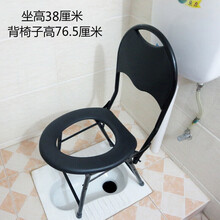 坐便椅孕妇老人坐便器可折叠厕所凳加固防滑移动马桶大便椅子家用 折叠靠背椅+坐垫