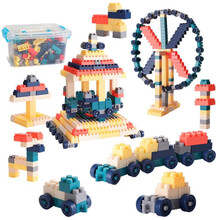 儿童塑料宝宝积木1-2周岁7-8-10拼装拼插男女孩3-6岁智力玩具六一儿童节礼物 莫兰迪色187大颗粒收纳盒装+图纸