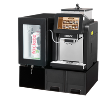 世雅现磨磨豆自动奶泡家用咖啡机商用办公室奶茶店意式扫码支付全自动便利售卖智能咖啡机 经典黑色 现磨咖啡机黑色+冰箱