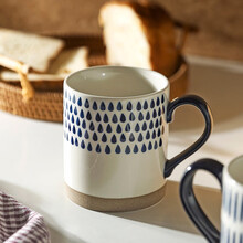 摩登主妇日式手绘马克杯大容量陶瓷杯燕麦早餐杯家用水杯子咖啡杯 马克杯---雨点